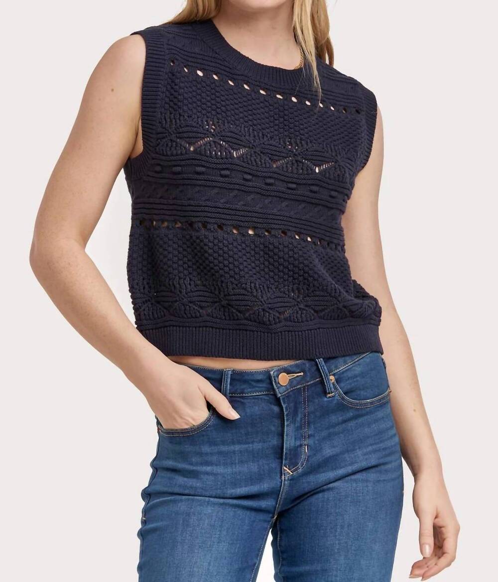 NEW DEAR JOHN DENIM kaela crew neck sleeveless sweater in midnight berry